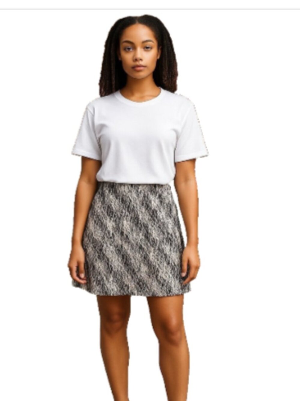 Valerie Bertinelli Skirt Women's M Black White Geometric Zip Front NEW